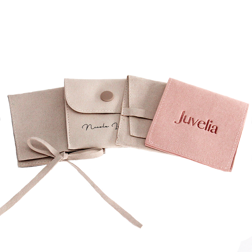 Custom Red Microfiber Jewelry Pouch Bag Velvet Envelope Pouch